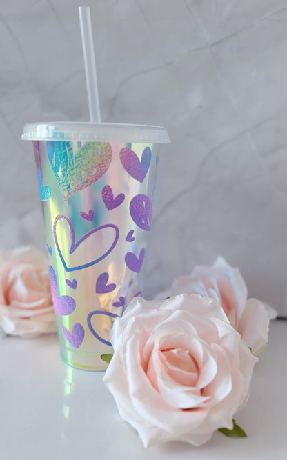 The 'Holographic Sketch Heart' 24oz Cold Cup