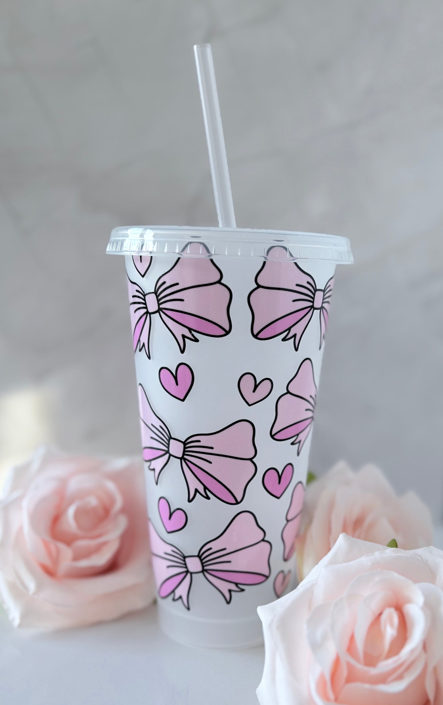 The 'Pink Bow' 24oz Cold Cup