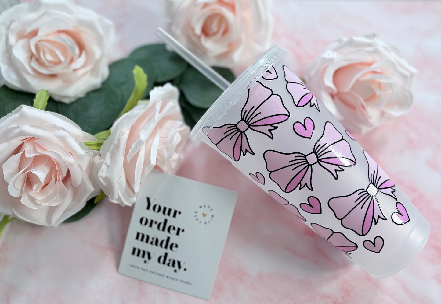 The 'Pink Bow' 24oz Cold Cup