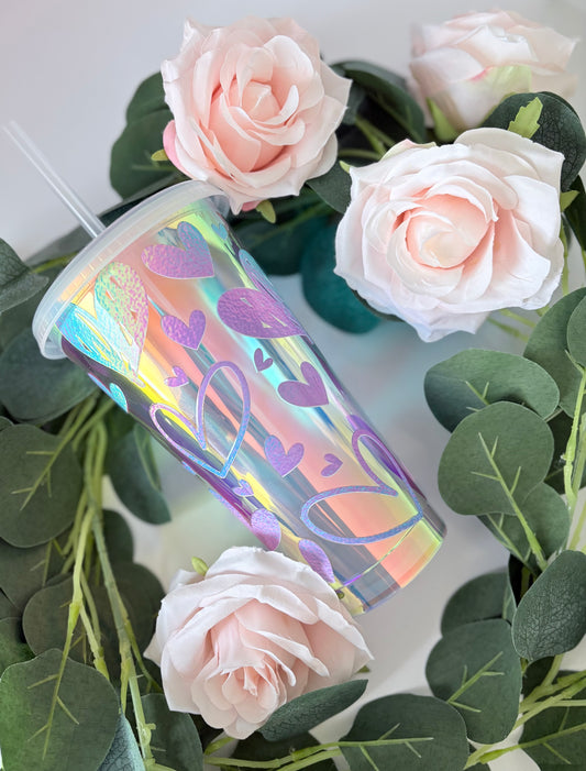 The 'Holographic Sketch Heart' 24oz Cold Cup