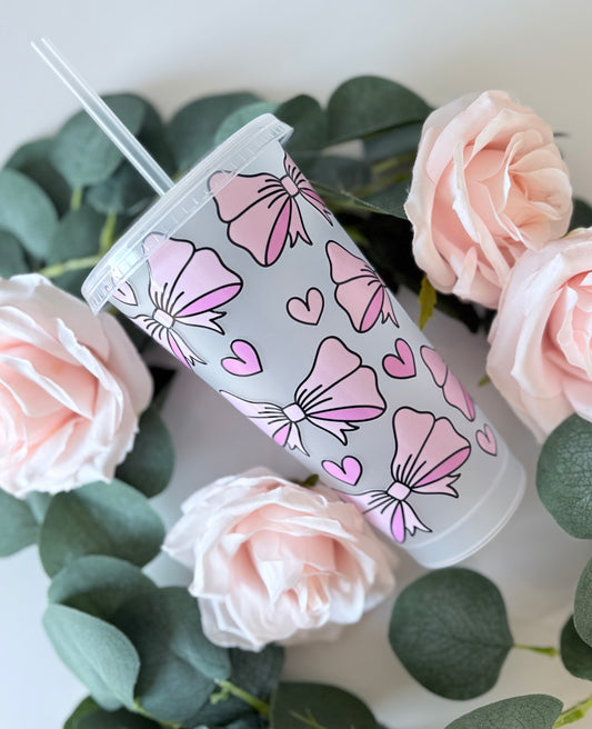 The 'Pink Bow' 24oz Cold Cup
